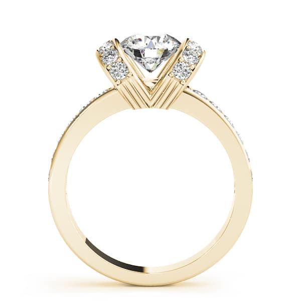 Single Row Prong Engagement Ring, style 84041, Side view in yellow gold