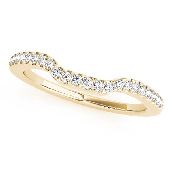 Single Row Curved Wedding Band (0.18 ct. tw.), Front view in yellow gold
