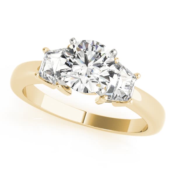 3-Stone Trapezoid Engagement Ring, style 84112, Front view in yellow gold