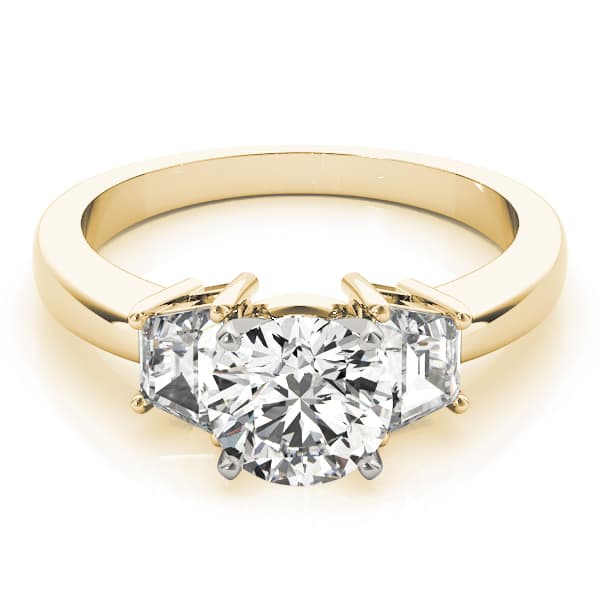 3-Stone Trapezoid Engagement Ring, style 84112, On hand view in yellow gold