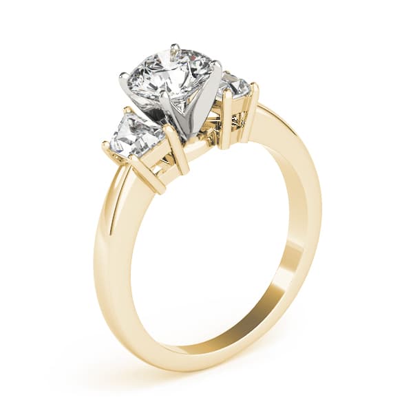 3-Stone Trapezoid Engagement Ring, style 84112, Top view in yellow gold