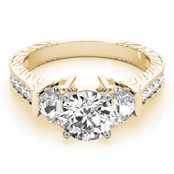 Fancy Shape Any S Engagement Ring, style 84116, On hand view in yellow gold