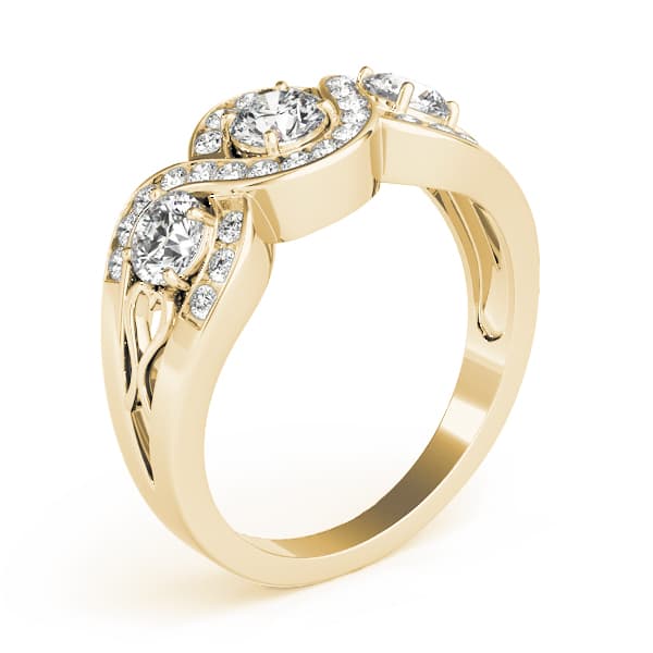 Infinity Twisted Channel Set Engagement Ring, style 84119, Top view in yellow gold