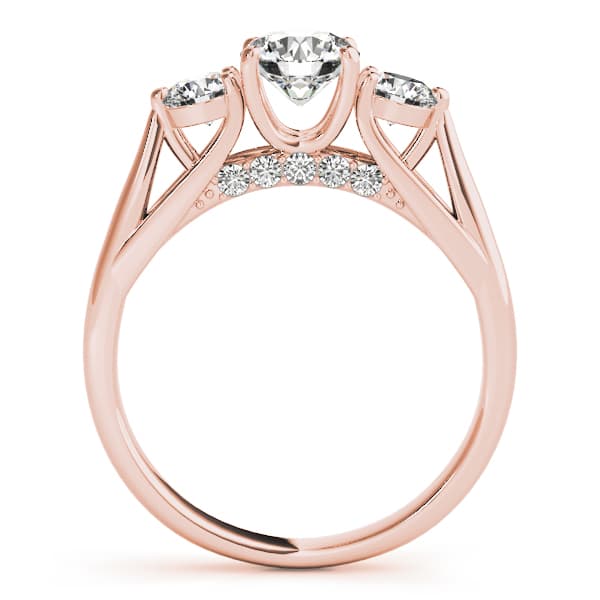3 Stone Round Engagement Ring, style 84124, Side view in rose gold