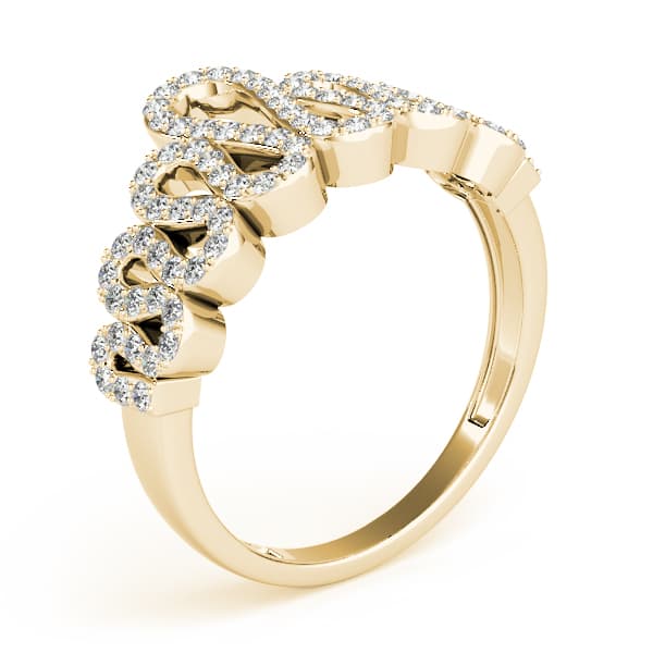 Pavé Wavy Fashion Ring (1/2 ct. tw.), Angle view in yellow gold