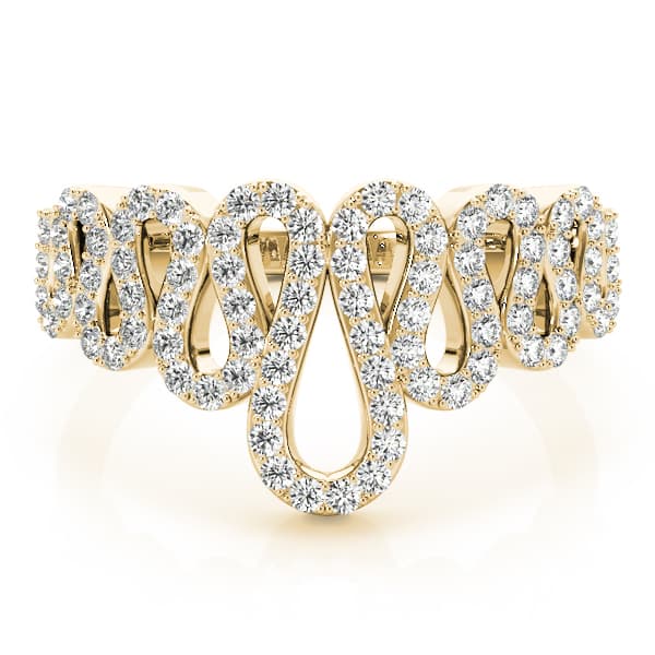Pavé Wavy Fashion Ring (1/2 ct. tw.), On hand view in yellow gold