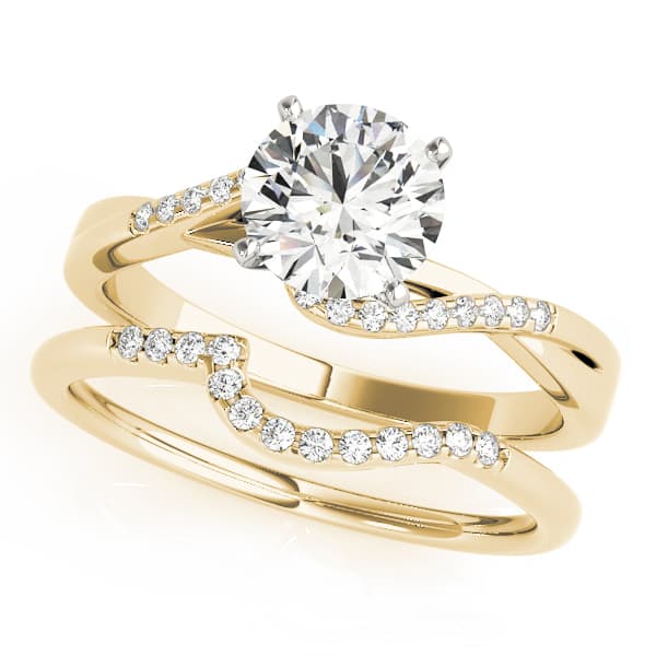 Bypass Engagement Ring, style 84263, On hand view in yellow gold