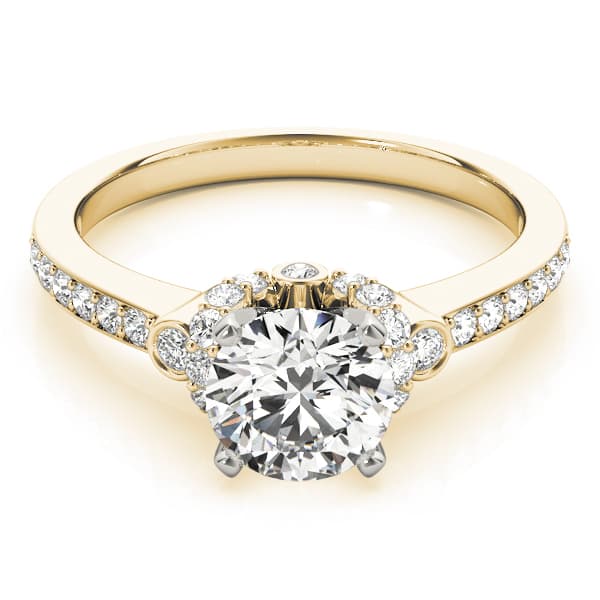 Cluster Sides Engagement Ring, style 84269, On hand view in yellow gold