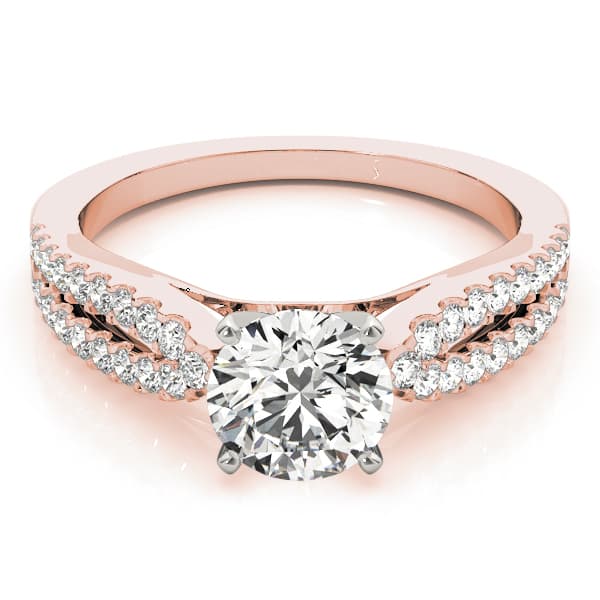 Split Band Cathedral Engagement Ring, style 84272, On hand view in rose gold