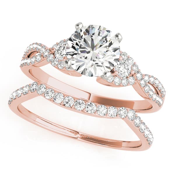 Bypass Multi-Row Twisted Engagement Ring, style 84280, On hand view in rose gold