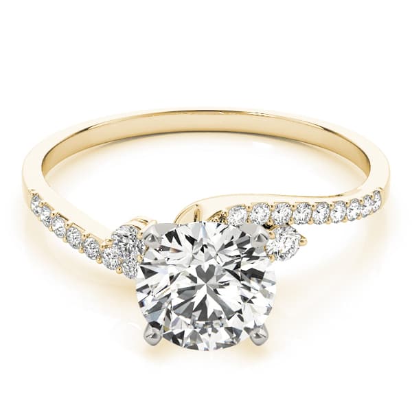Bypass Single Row Engagement Ring, style 84287, On hand view in yellow gold