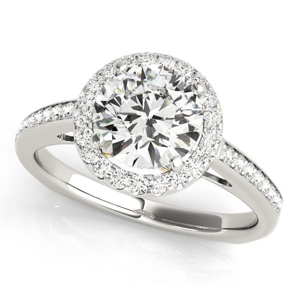 Halo Round Engagement Ring, style 84289, Front view in yellow gold