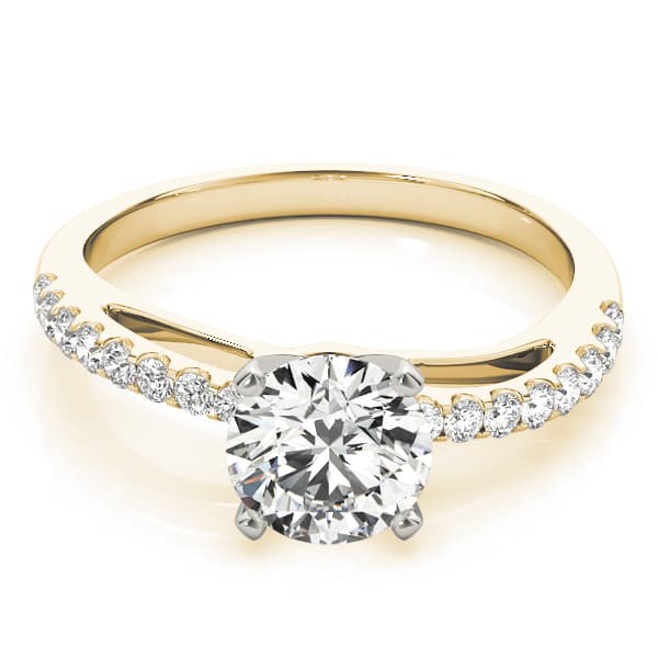 Single Row Prong Engagement Ring, style 84294, On hand view in yellow gold