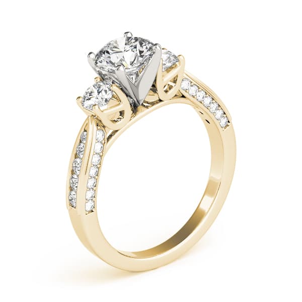 3-Stone Single Row Engagement Ring, style 84296, Top view in yellow gold