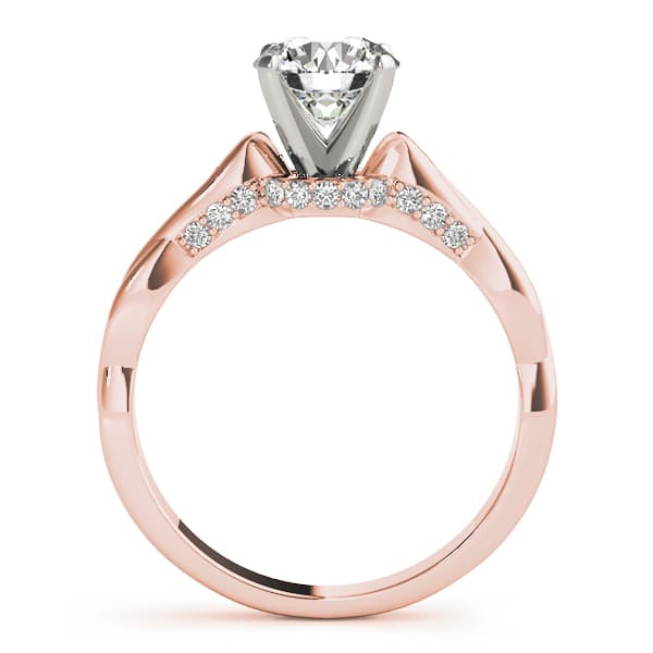 Solitaire Hidden Halo Twisted Engagement Ring, style 84300, Side view in rose gold