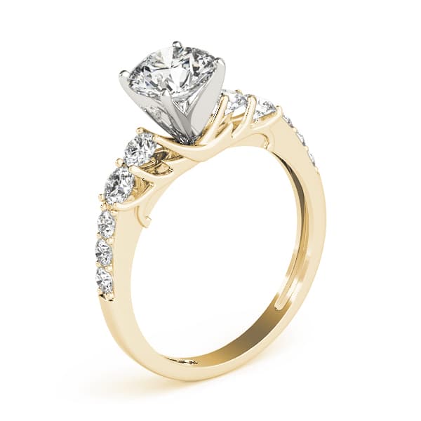 Single Row Prong Engagement Ring, style 84304, Top view in yellow gold