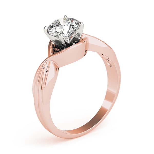 Solitaire Twisted Shank Engagement Ring, style 84315, Top view in rose gold