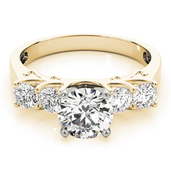 Single Row Prong Engagement Ring, style 84316, On hand view in yellow gold