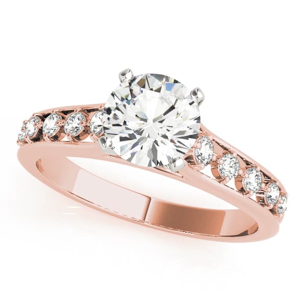 Single Row Prong Engagement Ring, style 84325, Front view in rose gold
