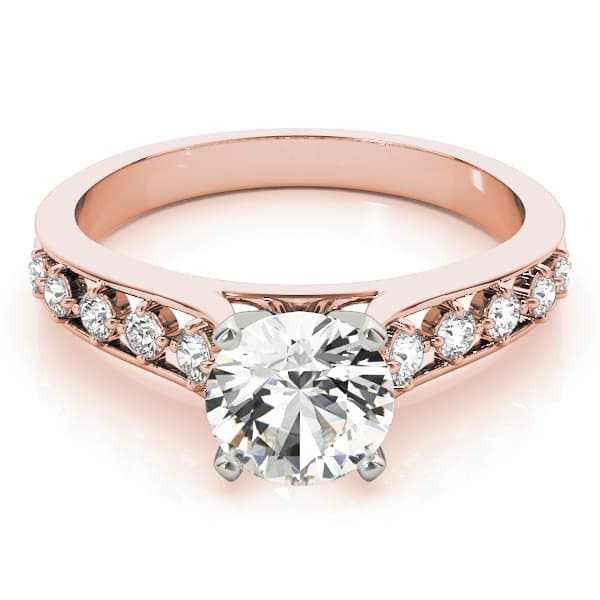 Single Row Prong Engagement Ring, style 84325, On hand view in rose gold