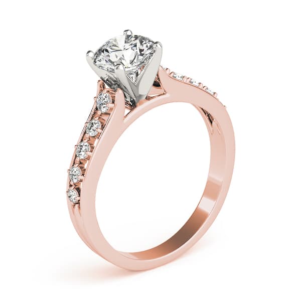 Single Row Prong Engagement Ring, style 84325, Top view in rose gold