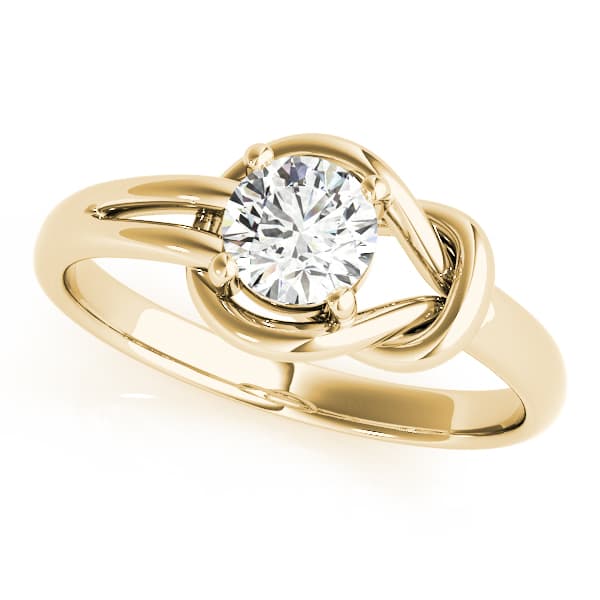 Single Loop Love Knot Engagement Ring, style 84339, Front view in yellow gold
