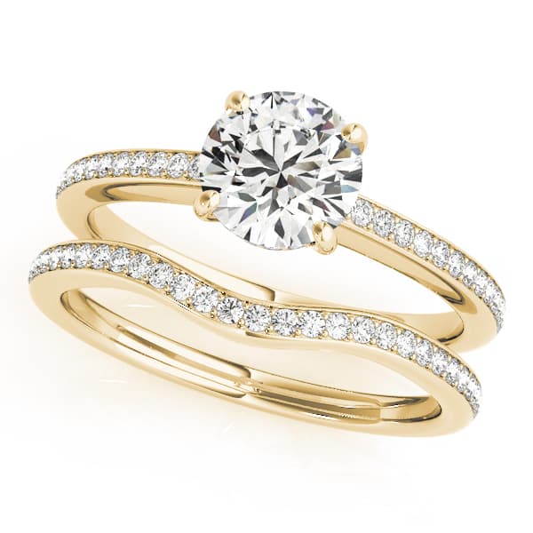 Single Row Prong Engagement Ring, style 84350, On hand view in yellow gold