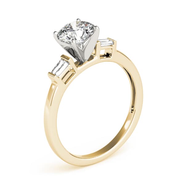 Fancy Shape Baguette Engagement Ring, style 84359, Top view in yellow gold