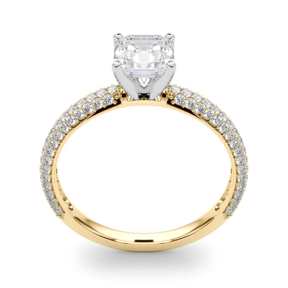 Pavé Enagement Ring, style 84370, Top view in yellow gold