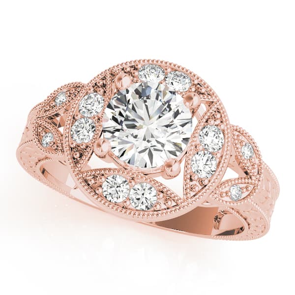 Antique Engagement Ring, style 84427, Front view in rose gold