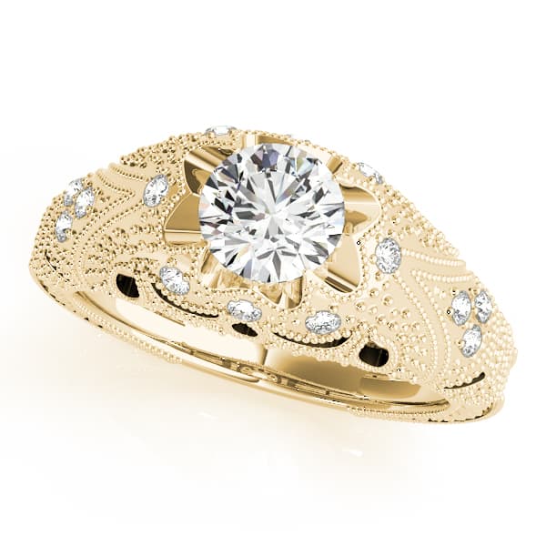 Antique Engagement Ring, style 84514, Front view in yellow gold
