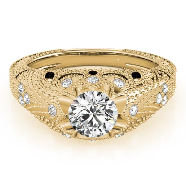 Antique Engagement Ring, style 84514, On hand view in yellow gold