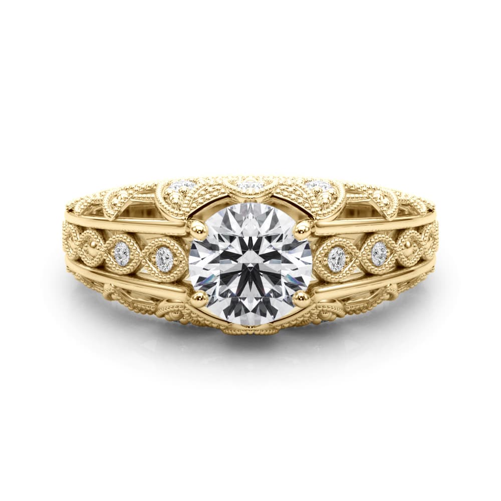 Antique Engagement Ring, style 84517, On hand view in yellow gold