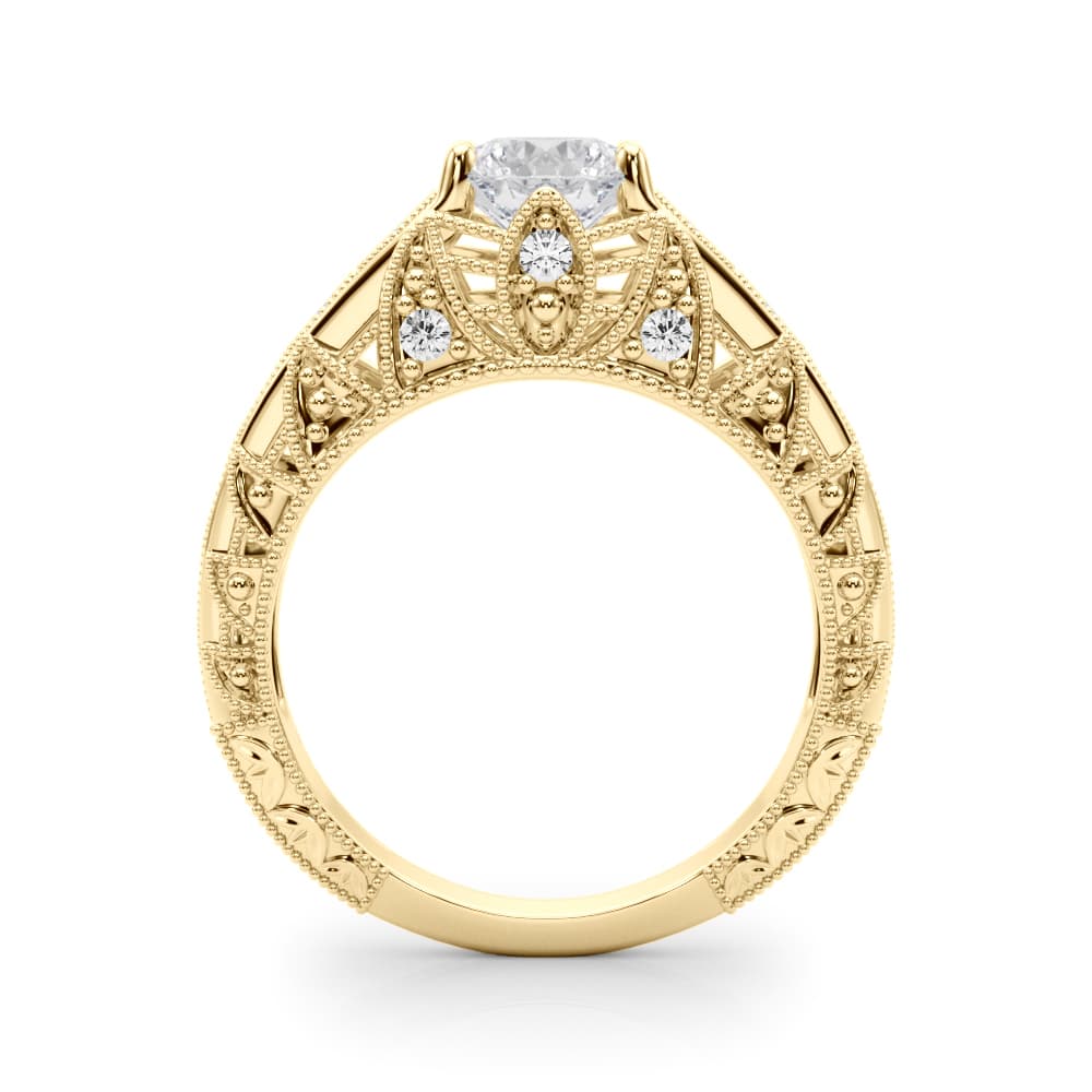 Antique Engagement Ring, style 84517, Side view in yellow gold