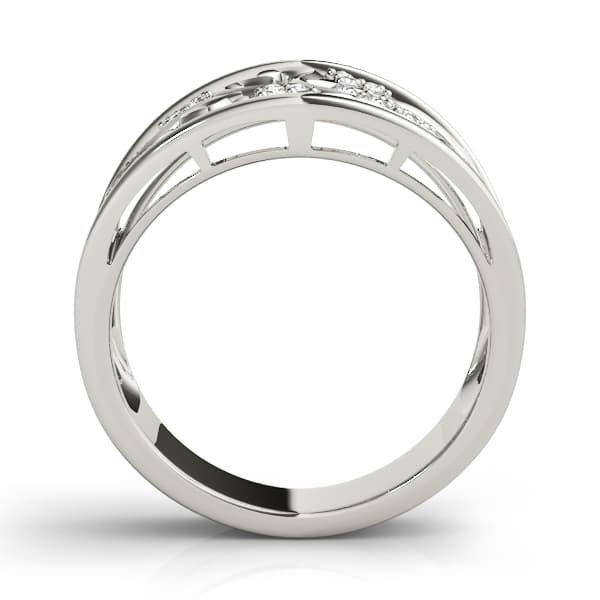 Filigree Heart Shaped Wedding Rings (0.15 ct. tw.), Side view in white gold or platinum