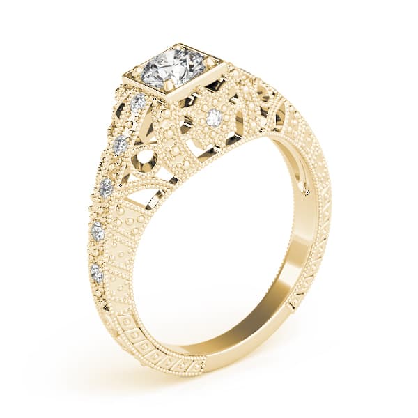 Antique Engagement Ring, style 84546, Top view in yellow gold