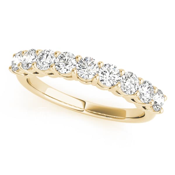 Shared Prong Wedding Band (1/2 ct. tw.), Front view in yellow gold