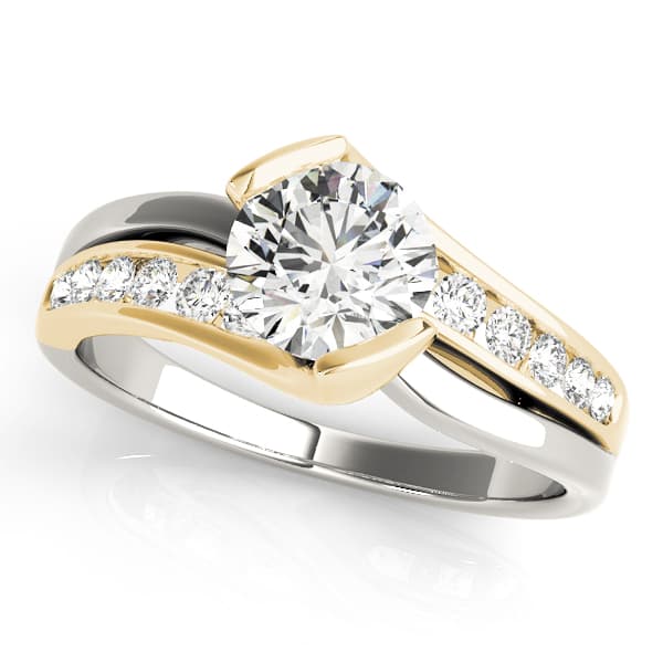 Bypass Channel Set Engagement Ring, style 84584, Front view in yellow gold