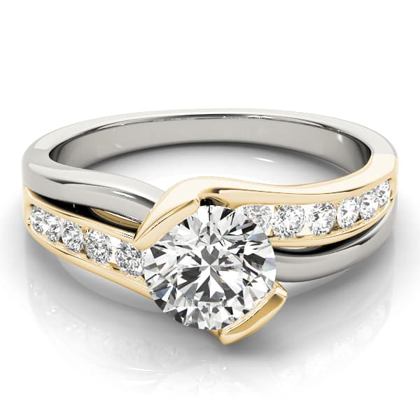 Bypass Channel Set Engagement Ring, style 84584, On hand view in yellow gold