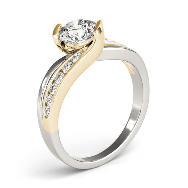 Bypass Channel Set Engagement Ring, style 84584, Top view in yellow gold