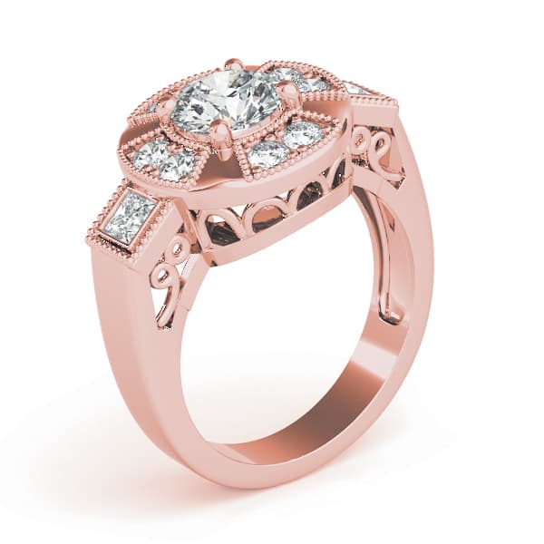 Engagement Ring, style 84603, Angle view in rose gold