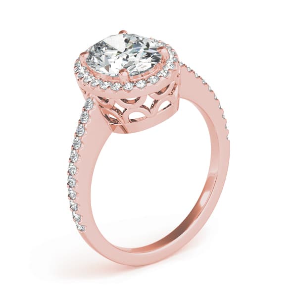 Oval Halo, style 84606, Angle view in rose gold