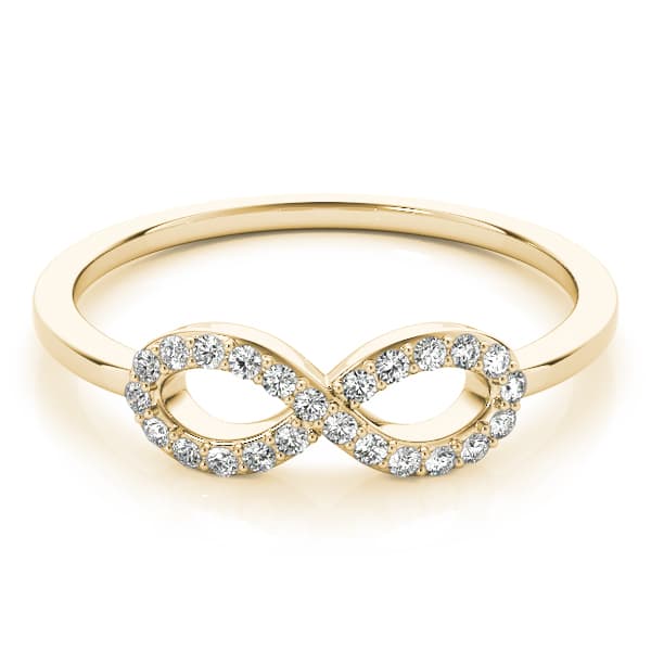 Infinity Twisted Wedding Ring (1/8 ct. tw.), On hand view in yellow gold