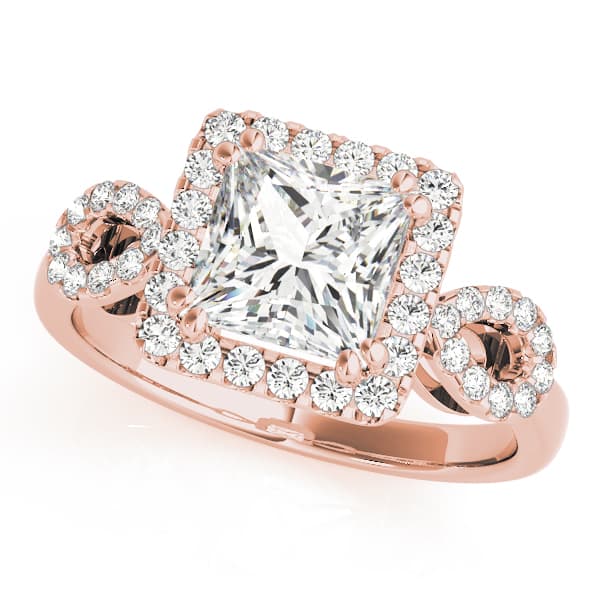 6.5mm Princess, style 84629, Front view in rose gold