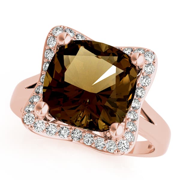 Princess & Cushion Gemstone Ring (1/4 ct. tw.), Front view in rose gold