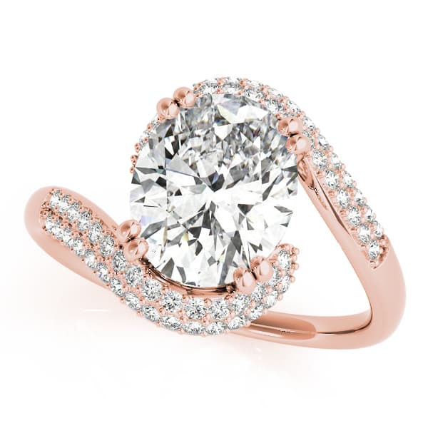 Bypass Double Row Pavé Engagement Ring, style 84649, Front view in rose gold
