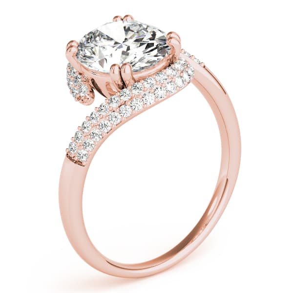 Bypass Double Row Pavé Engagement Ring, style 84649, Angle view in rose gold