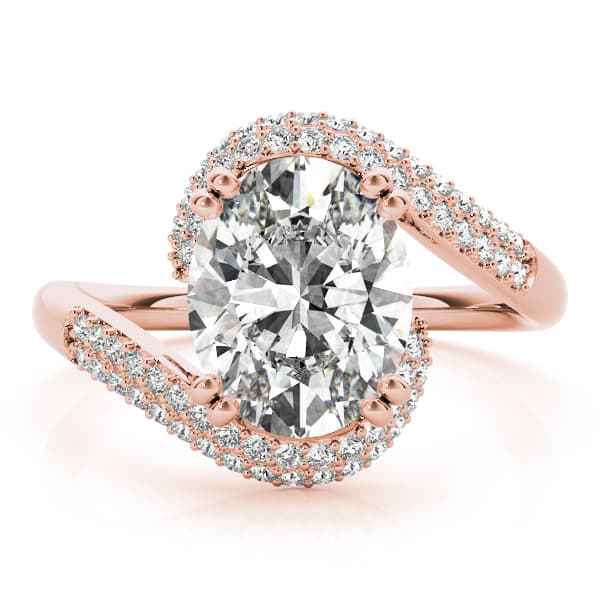 Bypass Double Row Pavé Engagement Ring, style 84649, On hand view in rose gold