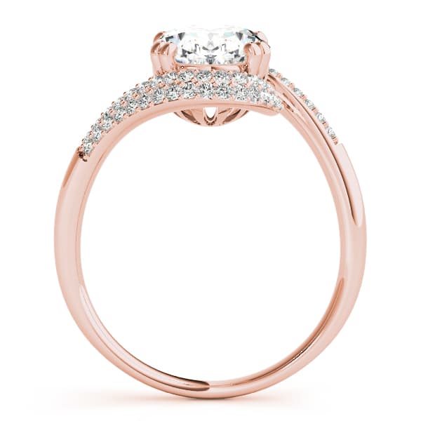 Bypass Double Row Pavé Engagement Ring, style 84649, Side view in rose gold