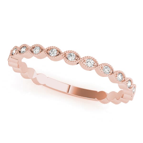 Marquise Shaped Milgrain Stackable Band (1/8 ct. tw.), Front view in rose gold
